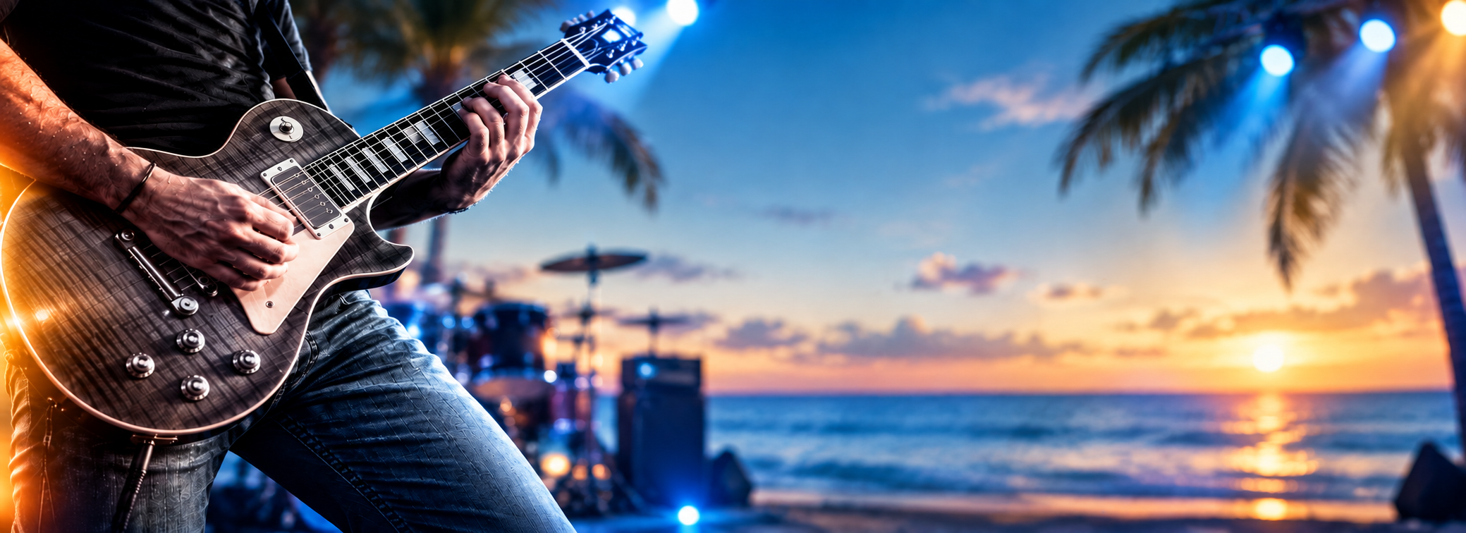 Rock Guitarist at Sunset Beach Concert