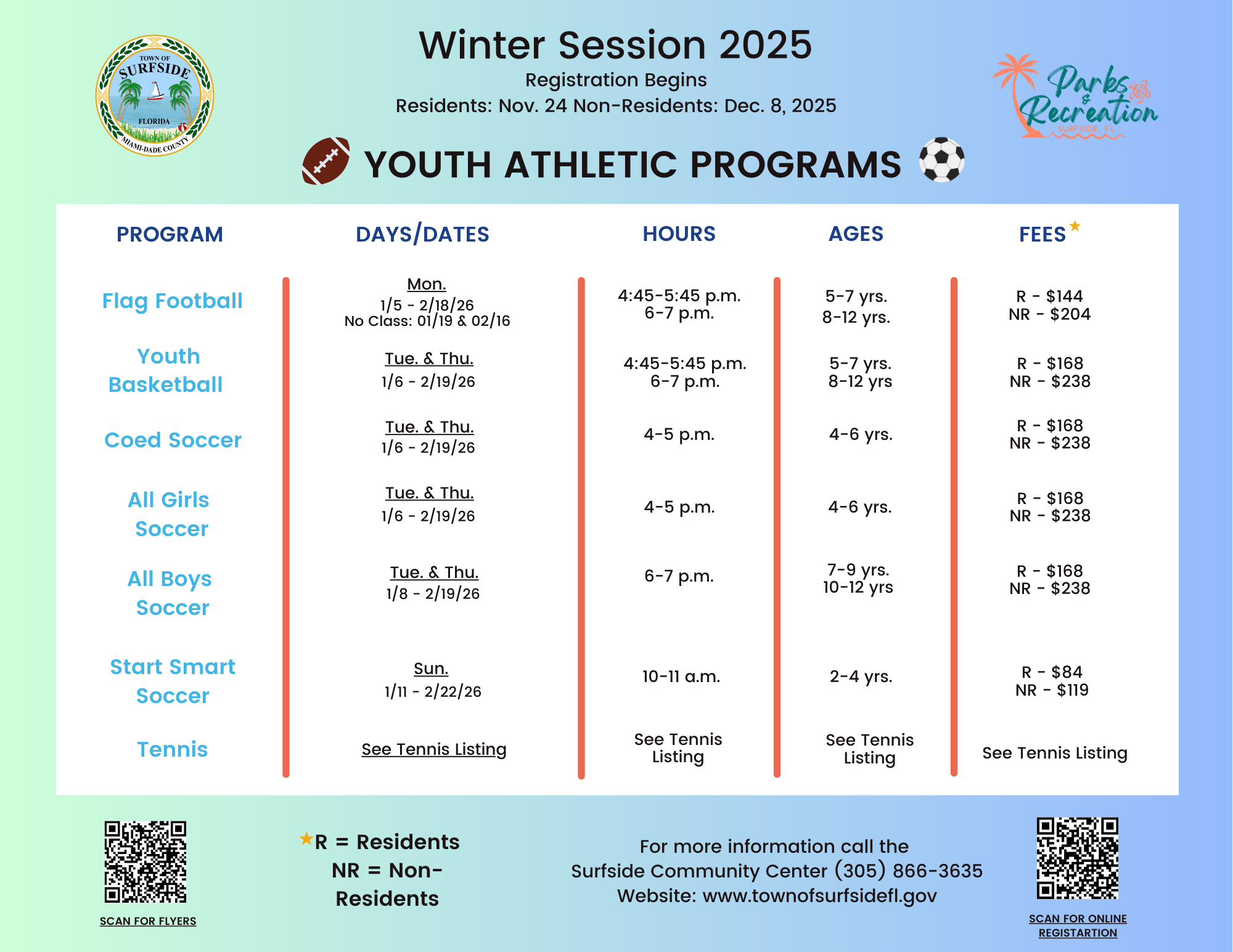 Youth Athletic Listing