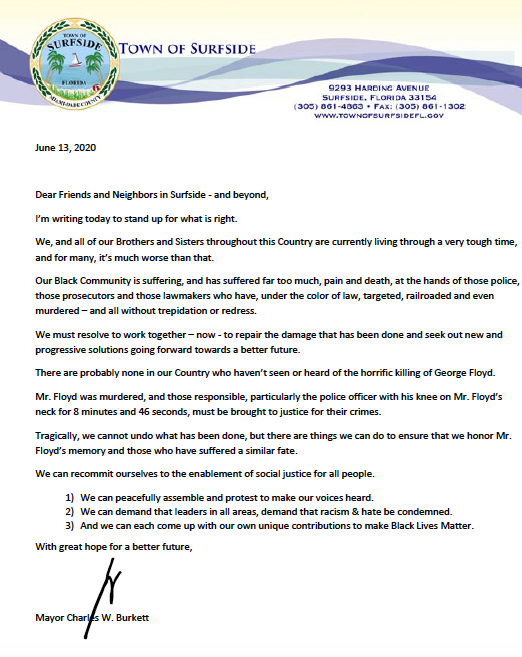 Mayor's Letter to Residents 6/13/2020